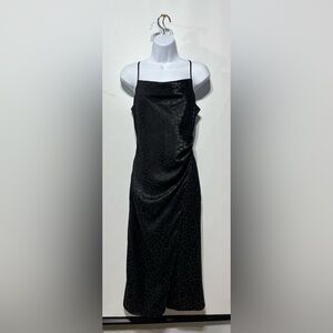 fab'rik Eliana Leopard Jacquard Black Slip Dress Size Small New with tags